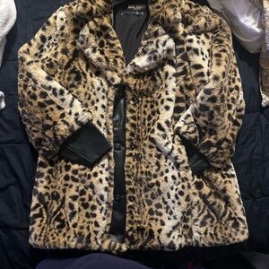 Marc Bouwer Leopard Print Teddy Jacket